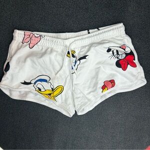 Disney Women's Small White Mickey and Friends Character Print Shorts